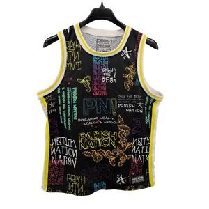 Parish Nation Mens Large Pre-Owned Mesh Basketball Jersey Health Wealth Wisdom